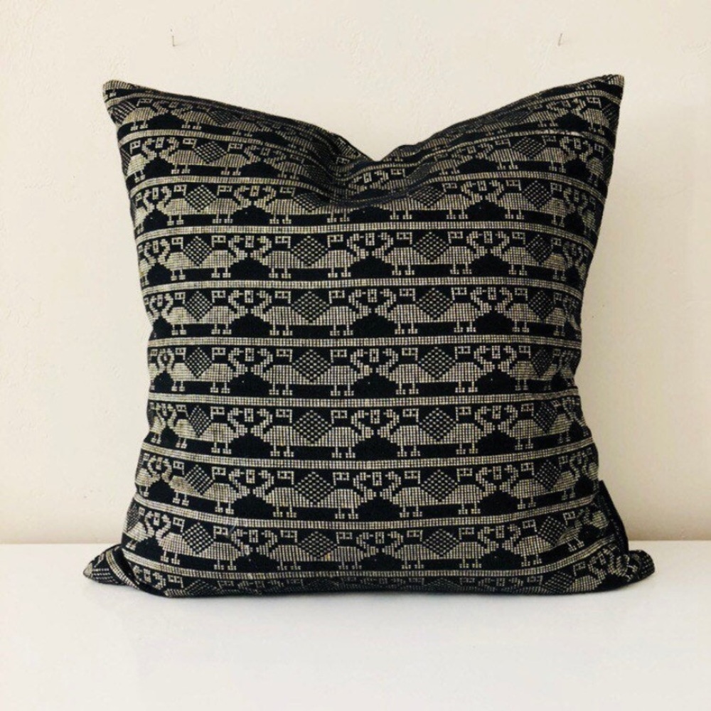 TWO black and gold embroidered 18x18 pillow covers